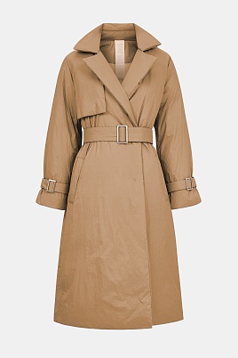 Пуховое пальто-тренч, светло-коричневое