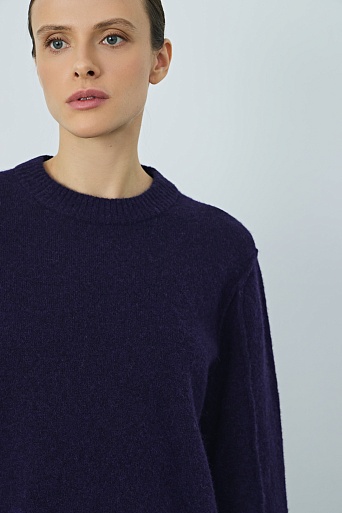 Джемпер из альпаки с декоративным швами, чернильный