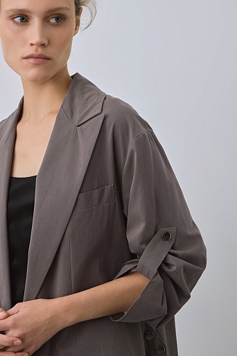 Плащ прямого кроя, коричневый