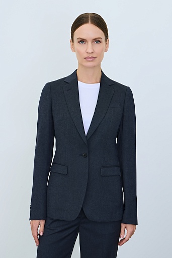 Приталенный жакет на одной пуговице, темно-синий