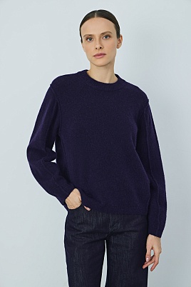 Джемпер из альпаки с декоративным швами, чернильный