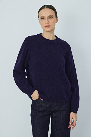 Джемпер из альпаки с декоративным швами, чернильный