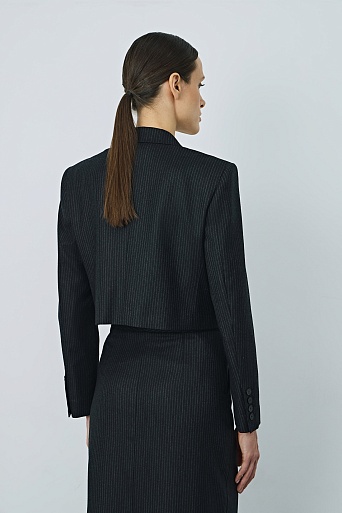 Укороченный жакет в тонкую полоску, черный GEORGINA