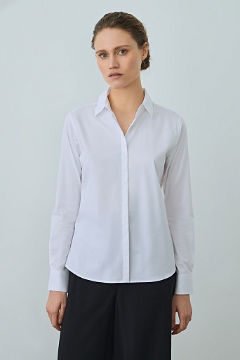 Приталенная блузка-рубашка, белая