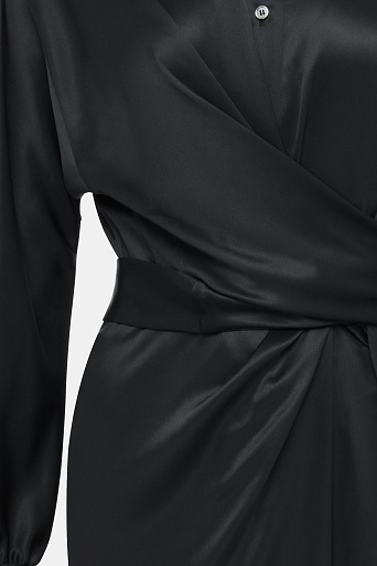 Платье-рубашка с длинным рукавом, черное