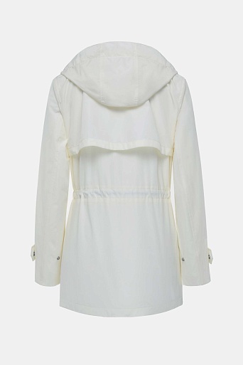 Удлиненная ветровка с капюшоном, молочная