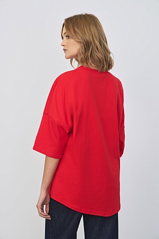 Футболка оверсайз, красная