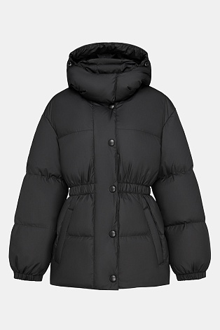 Пуховая куртка на поясе, черная
