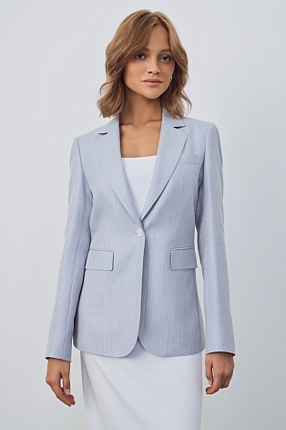 Приталенный жакет со льном, серый с розовым KARLA