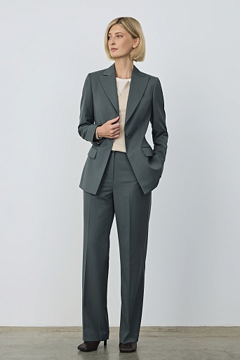 Брюки со стрелками, серо-зеленые MARIA