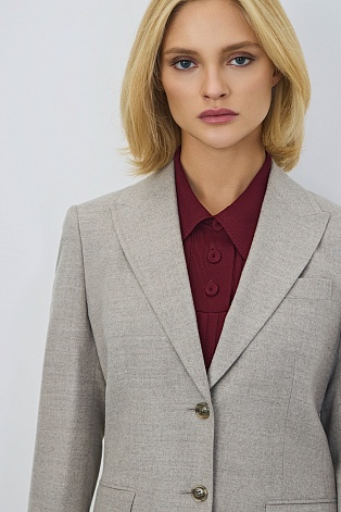 Приталенный жакет из шерсти с кашемиром, серо-бежевый