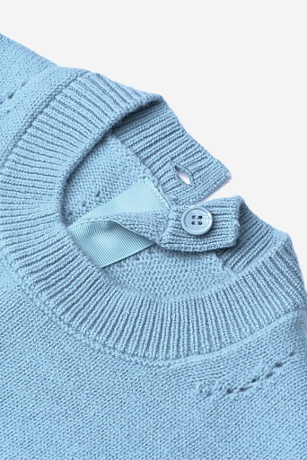 Джемпер из шерсти с рукавами-фонариками, голубой