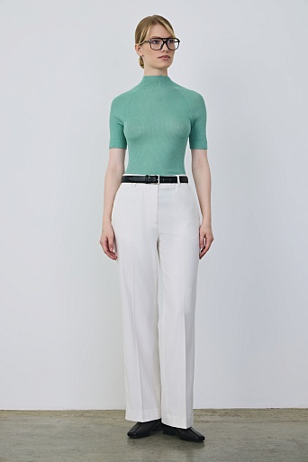 Водолазка в рубчик с коротким рукавом, мятная