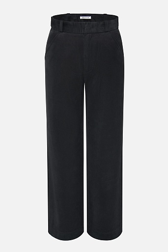 Прямые хлопковые брюки, черные