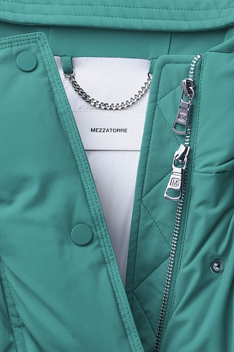 Пуховик-оверсайз с капюшоном, бирюзовый