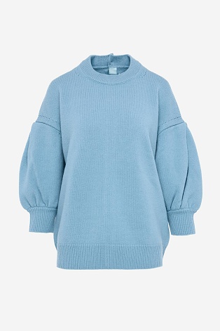 Джемпер из шерсти с рукавами-фонариками, голубой