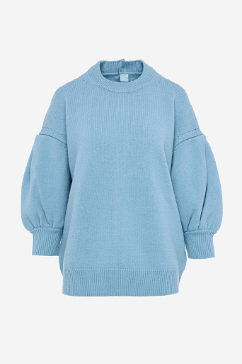 Джемпер из шерсти с рукавами-фонариками, голубой