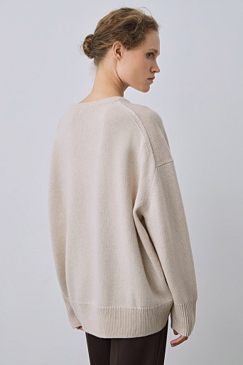 Кашемировый джемпер-оверсайз, кремовый