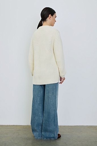 Джемпер фактурной вязки с шерстью, сливочный