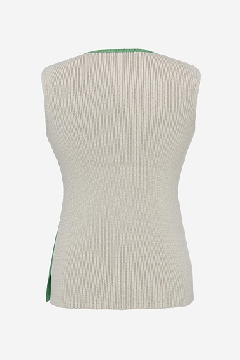 Двухцветный топ в рубчик, бежево-зеленый