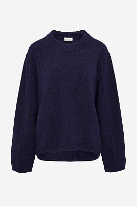 Джемпер из альпаки с декоративным швами, чернильный