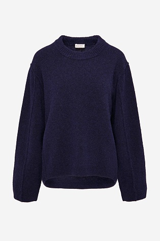 Джемпер из альпаки с декоративным швами, чернильный