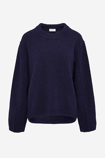 Джемпер из альпаки с декоративным швами, чернильный