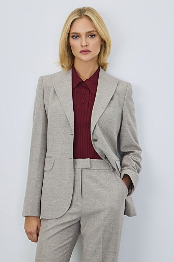 Приталенный жакет из шерсти с кашемиром, серо-бежевый