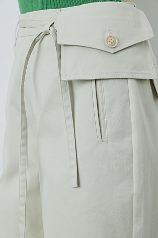 Прямые хлопковые брюки, светло-бежевые