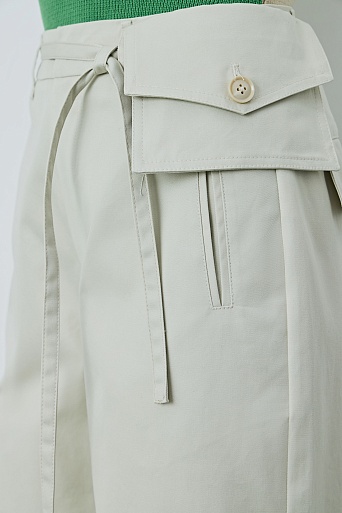 Прямые хлопковые брюки, светло-бежевые