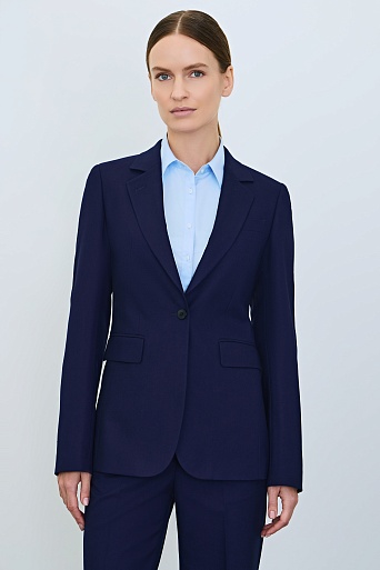 Приталенный жакет на одной пуговице, темно-синий