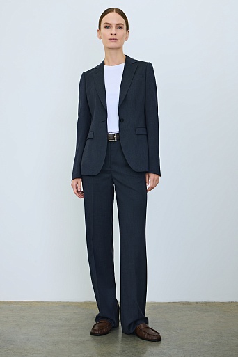 Приталенный жакет на одной пуговице, темно-синий