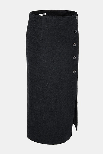 Юбка букле с ассиметричной застежкой, черная ALETTA