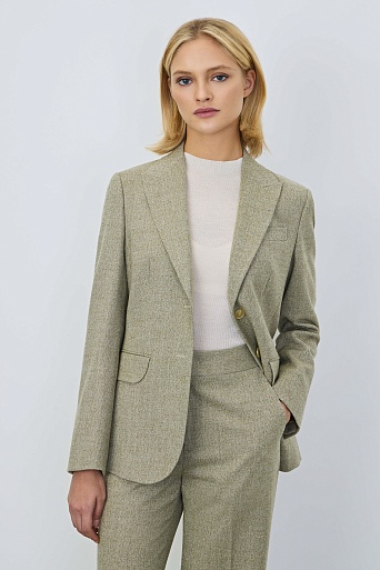 Жакет в елочку на двух пуговицах, фисташковый