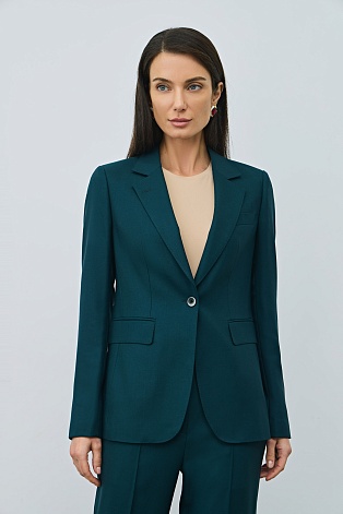 Приталенный пиджак на одной пуговице, цвет морской волны K