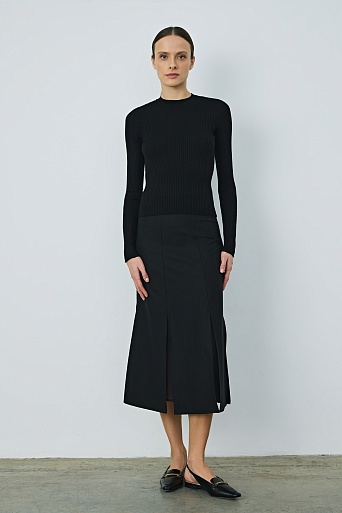 Юбка с расклешенным низом, черная