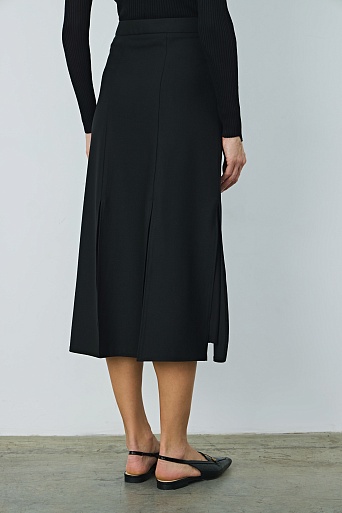 Юбка с расклешенным низом, черная