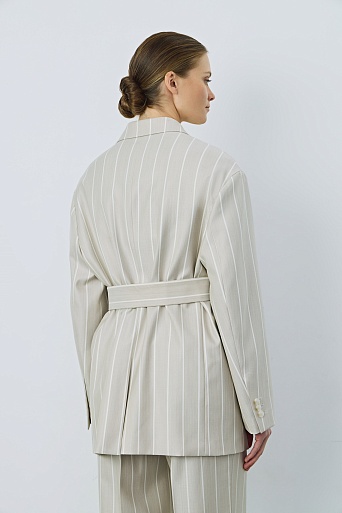 Двубортный пиджак в полоску, бежевый RIA