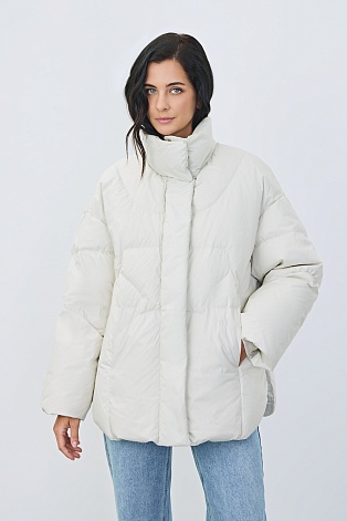 Пуховик с воротником-стойкой, белый