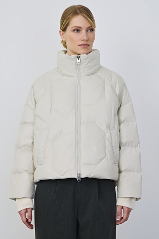 Укороченная куртка на молнии, молочная