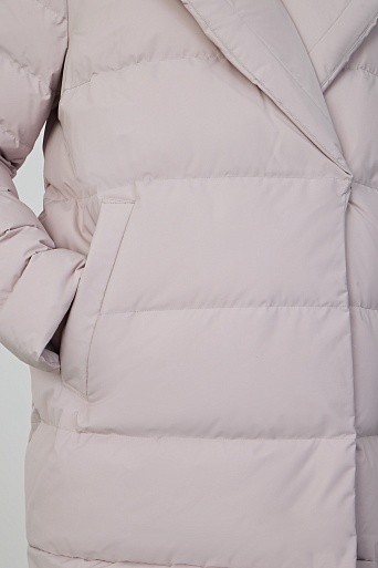 Пуховое пальто-кокон, пудровое