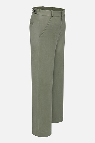 Прямые хлопковые брюки, оливковые