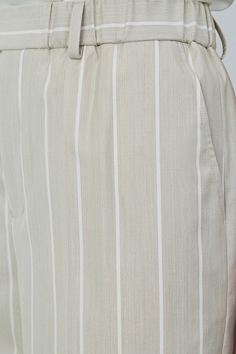 Прямые брюки в полоску на резинке, бежевые TAYLOR