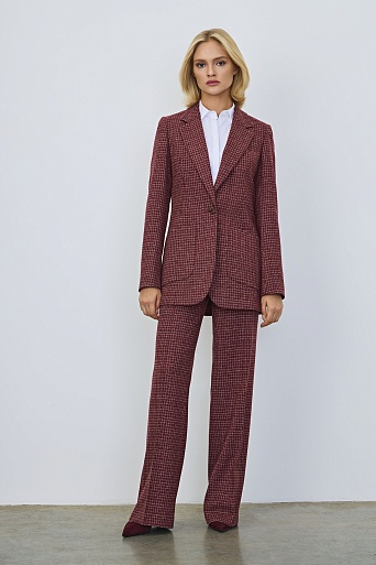 Прямые свободные брюки в белую клетку ELEANOR