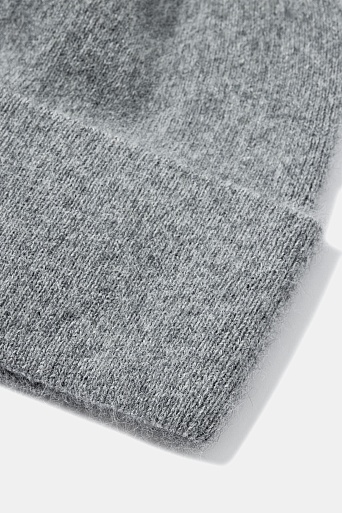 Шапка с отворотом с ангорой, серая