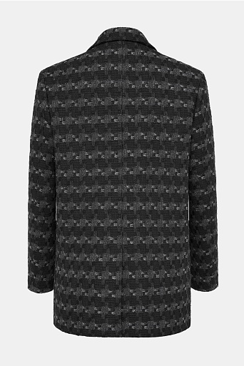 Жакет оверсайз на одной пуговице, черный с узором ANDREA
