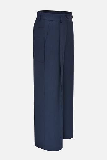 Широкие брюки с отворотами, темно-синие ASHLEY