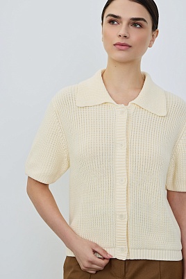 Кардиган с коротким рукавом, сливочный