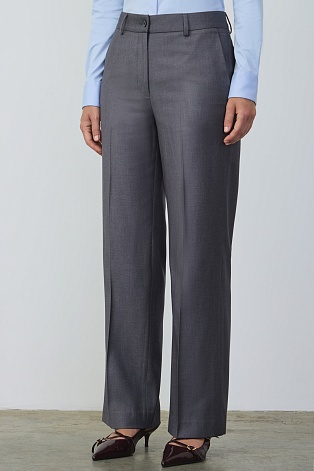 Прямые брюки со стрелками, серые MARIA