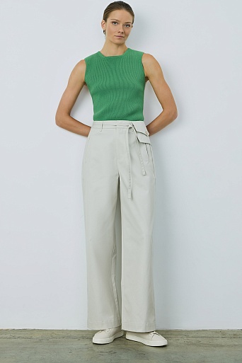 Прямые хлопковые брюки, светло-бежевые